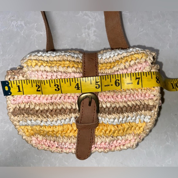 EUC SUNDANCE Anabaglish Catalonia Straw Belt Bag Striped Multi Fanny Sling - Picture 5 of 8